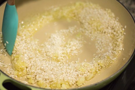 Adding the Rice to the pot
