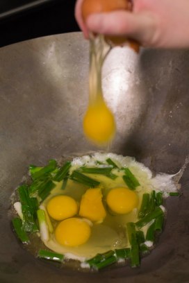 eggs, green onions, and oil