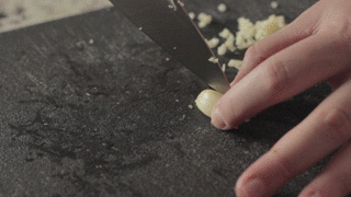 mincing garlic